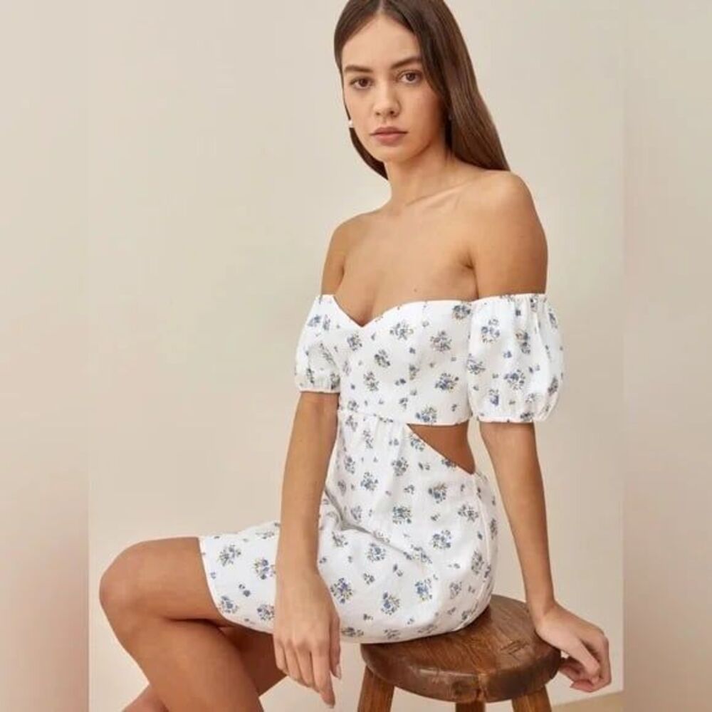 Reformation White Floral Mini Dress